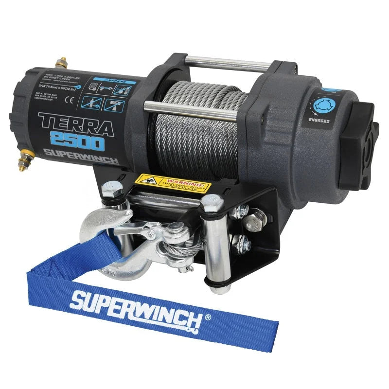 Superwinch 2500 LBS 12V DC 3/16in x 40ft Steel Rope Terra 2500 Winch - Gray Wrinkle - Main Product View