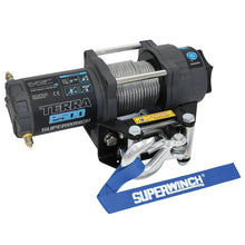 Load image into Gallery viewer, Superwinch 2500 LBS 12V DC 3/16in x 40ft Steel Rope Terra 2500 Winch - Gray Wrinkle - Back View