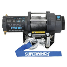 Load image into Gallery viewer, Superwinch 2500 LBS 12V DC 3/16in x 40ft Steel Rope Terra 2500 Winch - Gray Wrinkle - Installation View