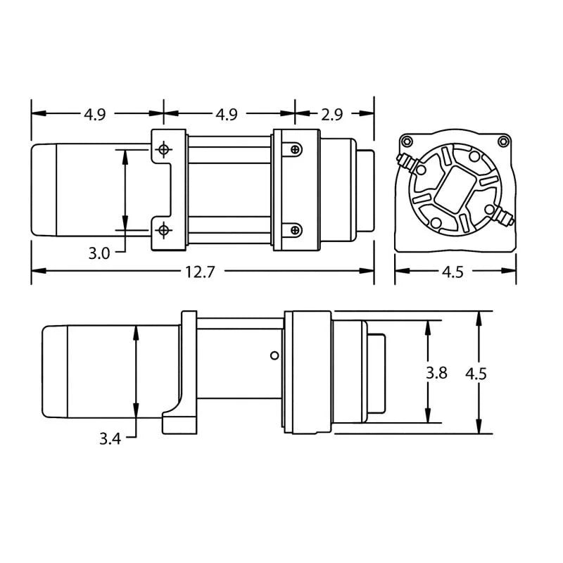 Superwinch 2500 LBS 12V DC 3/16in x 40ft Steel Rope Terra 2500 Winch - Gray Wrinkle - Additional View 8