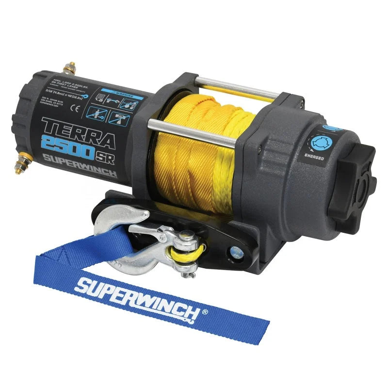 Superwinch 2500 LBS 12V DC 3/16in x 40ft Synthetic Rope Terra 2500SR Winch - Gray Wrinkle - Main Product View
