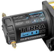 Load image into Gallery viewer, Superwinch 2500 LBS 12V DC 3/16in x 40ft Synthetic Rope Terra 2500SR Winch - Gray Wrinkle - Back View