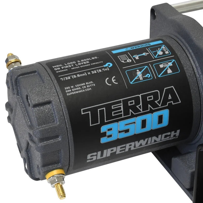 Superwinch 3500 LBS 12V DC 7/32 in x 32 ft Steel Rope Terra 3500 Winch - Gray Wrinkle - Additional View 5