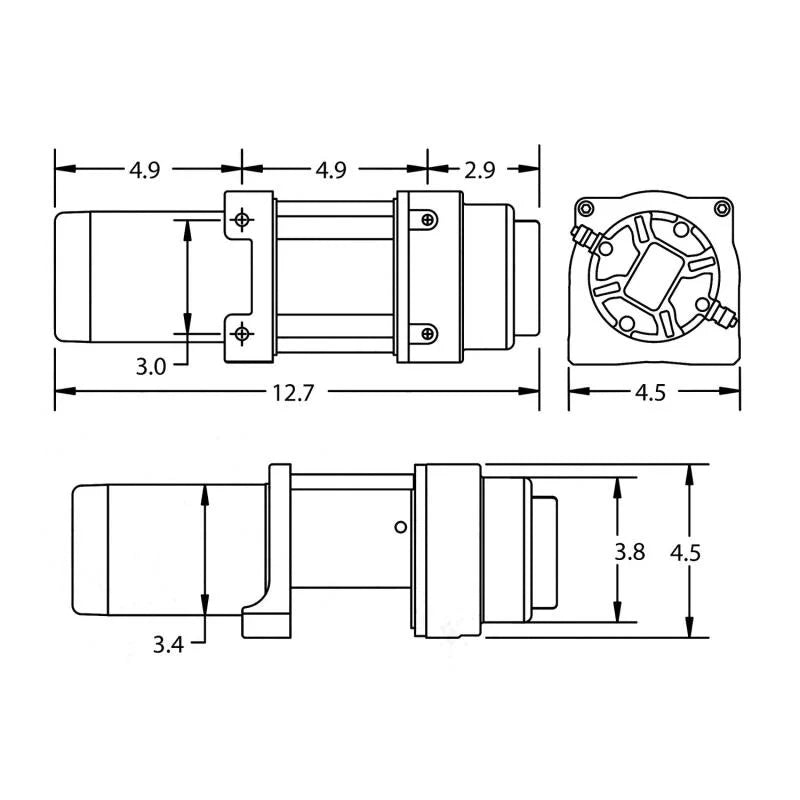 Superwinch 3500 LBS 12V DC 7/32 in x 32 ft Steel Rope Terra 3500 Winch - Gray Wrinkle - Additional View 7