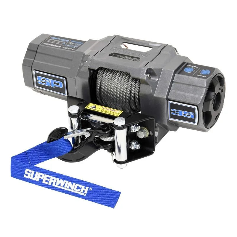 Superwinch 3500 LBS 12V DC 7/32in x 40ft Steel Rope Roller Fairlead SP 35 Winch - Side View