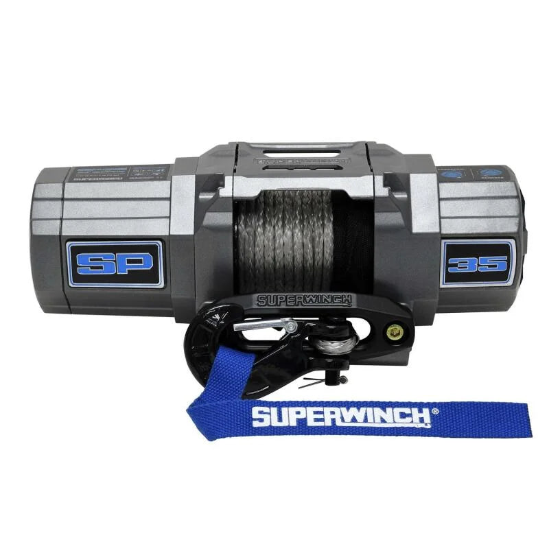 Superwinch 3500 LBS 12V DC 7/32in x 40ft Synthetic Rope Hawse Fairlead SP 35SR Winch - Side View