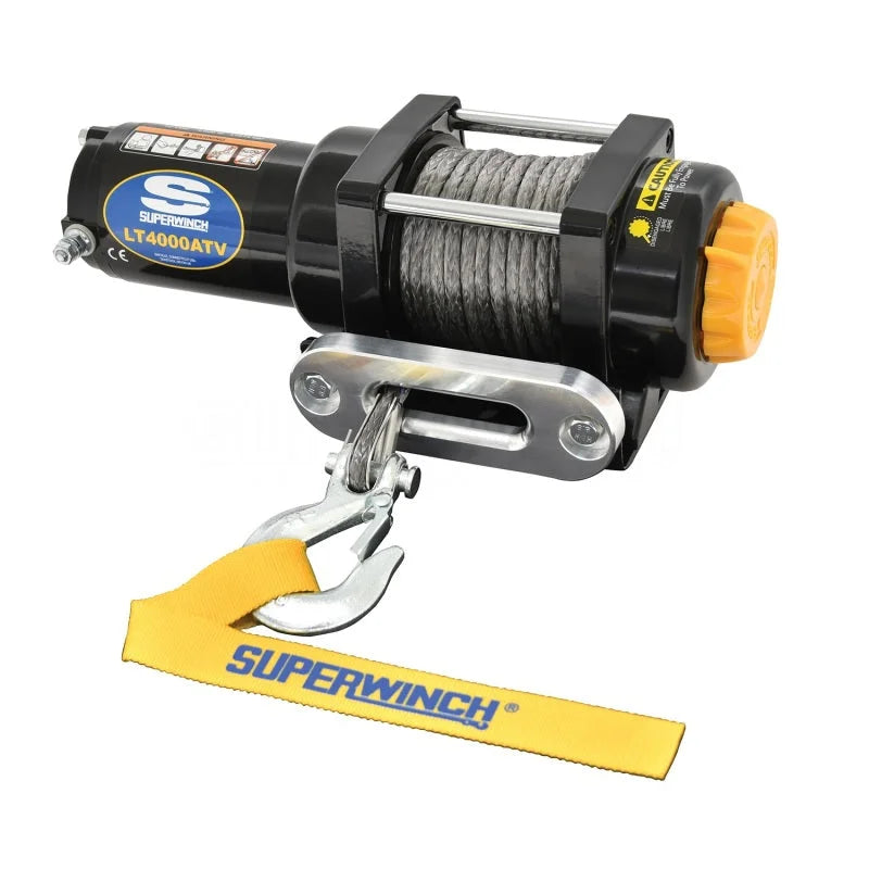Superwinch 4000 LBS 12V DC 3/16in x 50ft Synthetic Rope LT4000 Winch - Side View