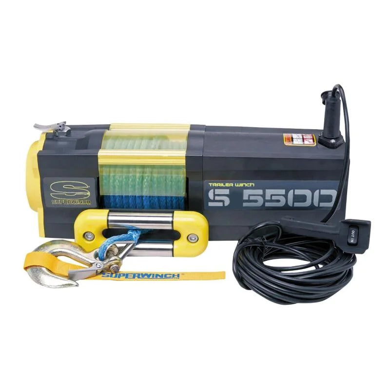 Superwinch 5500 LBS 12V DC 1/4in x 60ft Synthetic Rope S5500 Winch - Side View