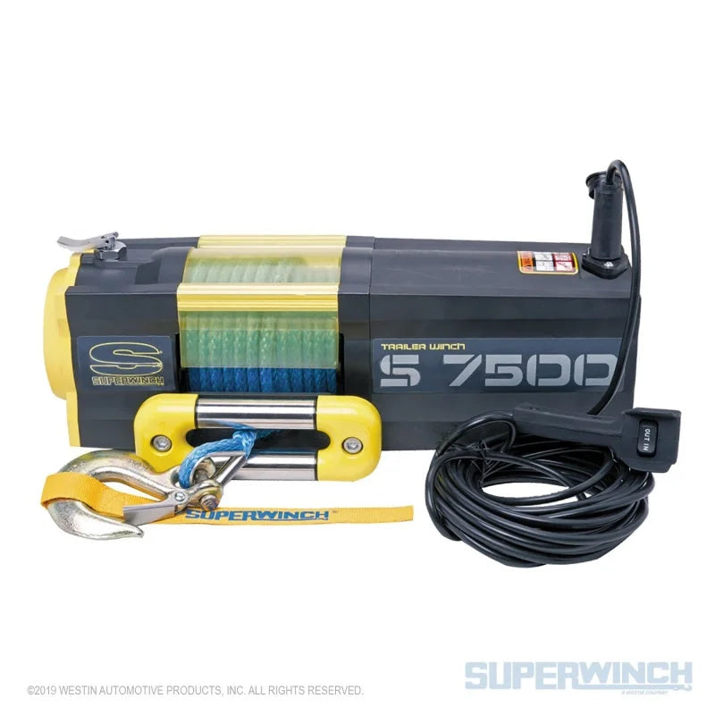 Superwinch 7500 LBS 12V DC 5/16in x 54ft Synthetic Rope S7500 Winch - Main Product View