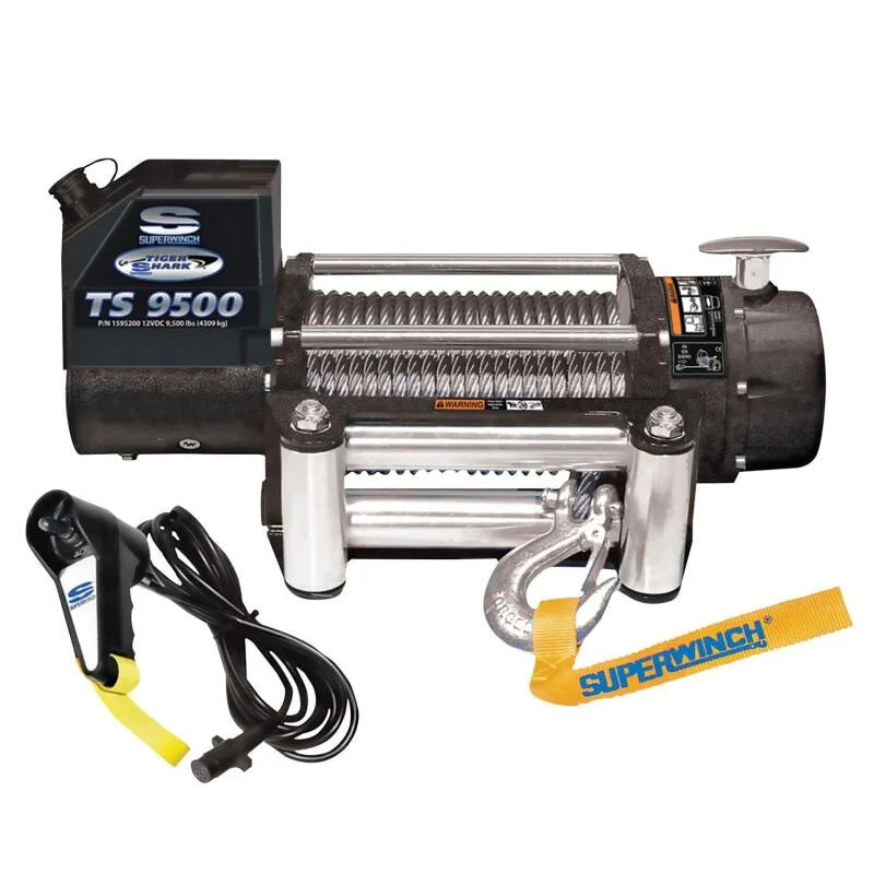 Superwinch 9500 LBS 12V DC 11/32in x 95ft Steel Rope Tiger Shark 9500 Winch - Main Product View