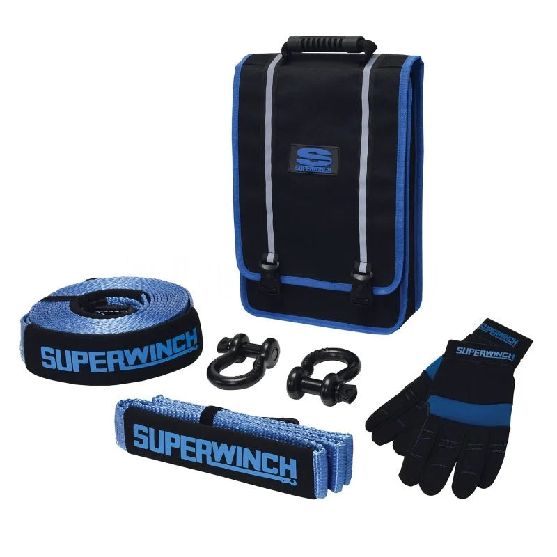 Superwinch Getaway Recovery Kit (Incl. Bow Shackles/Tree Trunk Protec/Recovery Strap/Gloves/Bag) - Side View
