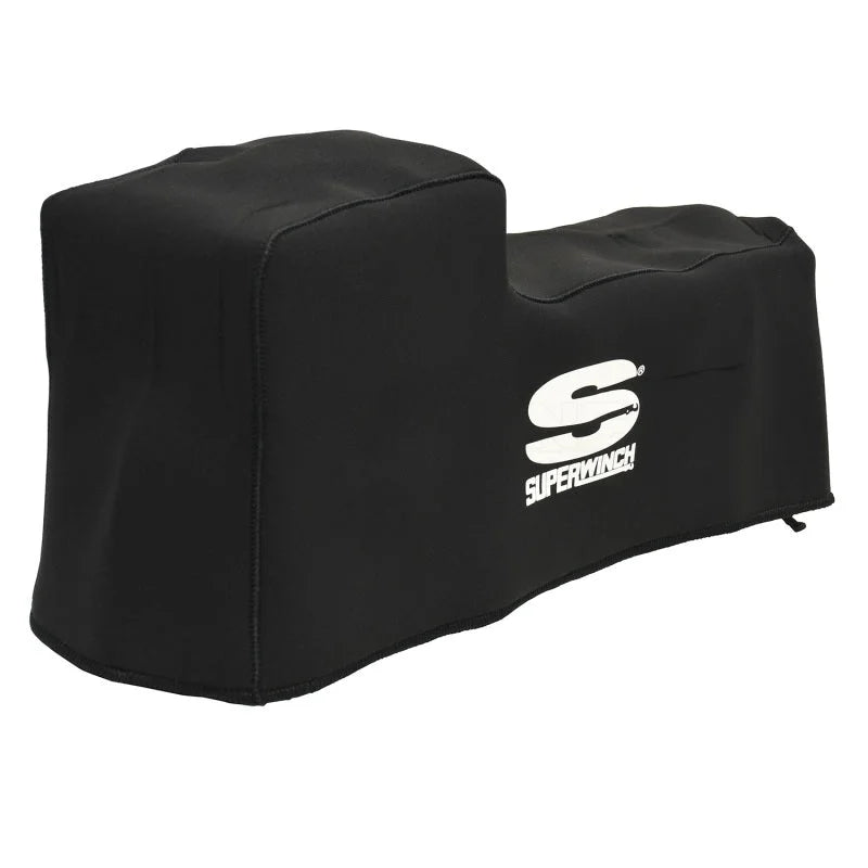 Superwinch Winch Cover for 9500/11500 and S5500/75/ Tiger Shark Winches - Blk Neoprene - Installation View