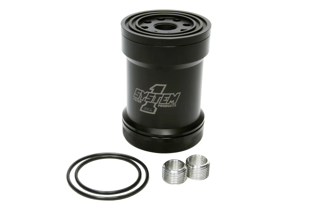 System One Billet Oil Filter w/Blt Cap 45 Micron - Black 209-561B
