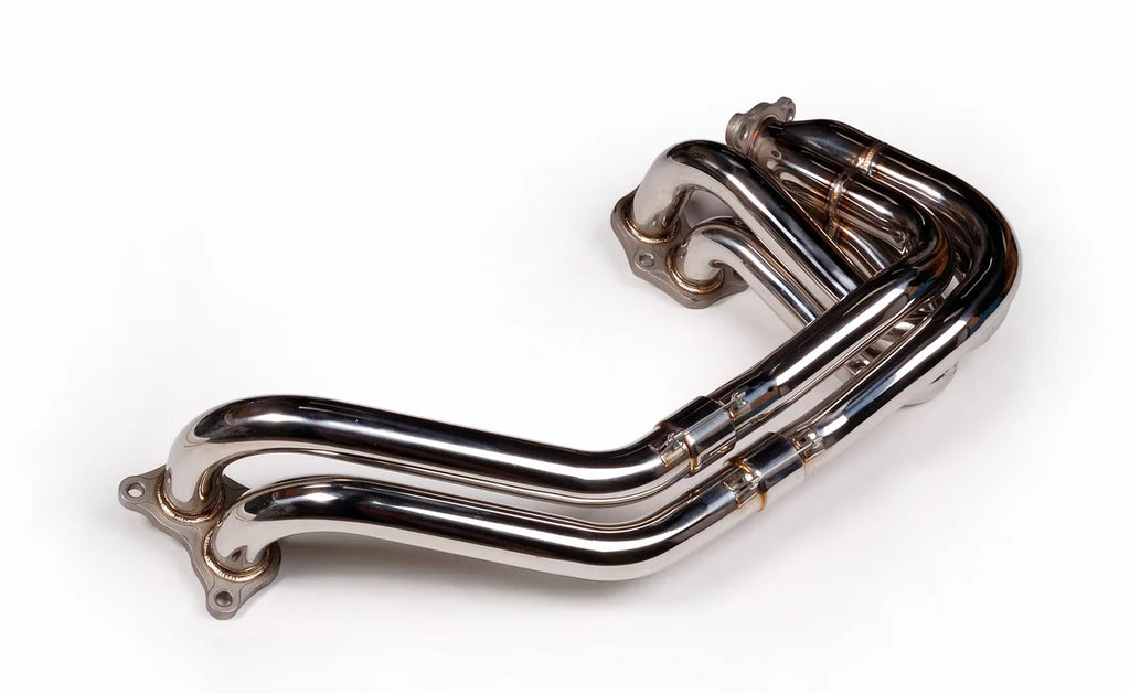 TR Subaru Single Scroll Unequal Length Exhaust Manifold with 3 bolts Up-pipe Stock Replacement for EJ20/EJ25 - Side View
