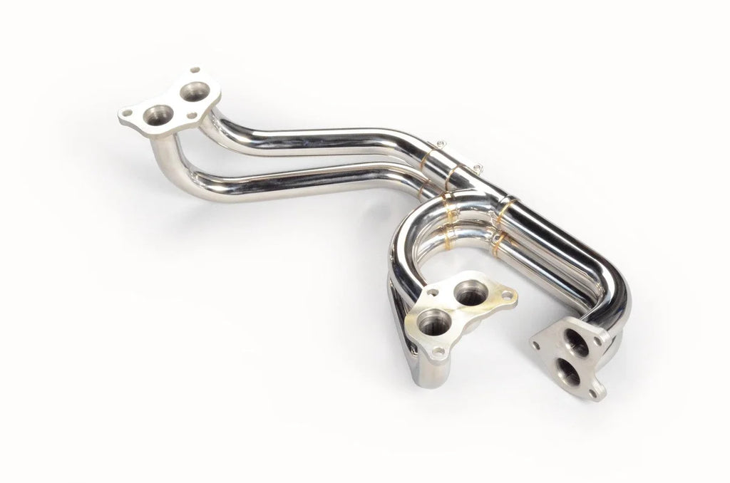 TR TR-ES1002 Gen 2 Twin Scroll Equal Length Exhaust Manifold with 3 Bolts Up-Pipe for EJ20/25 - Side View