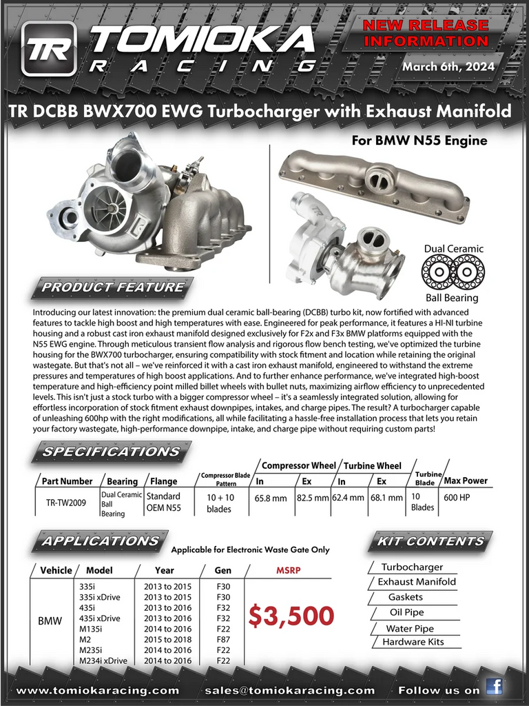 TR TW2009 DCBB BWX700 600HP Turbocharger with Exhaust Manifold for BMW N55 Engine - Additional View 7