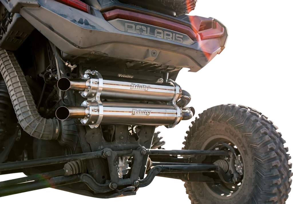 TRINITY RACING Dual Slip-On Mufflers - Brushed Stainless Steel - Main Product View