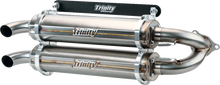 Load image into Gallery viewer, TRINITY RACING Dual Slip-On Mufflers - Brushed Stainless Steel - Side View