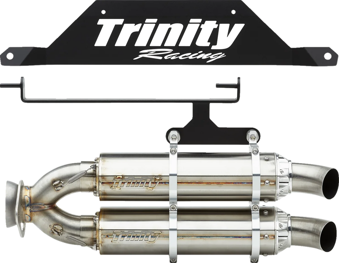 TRINITY RACING Slip-On Muffler - Stainless Steel - Side View