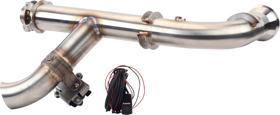 TRINITY RACING Slip-On Muffler - Stainless Steel - Back View