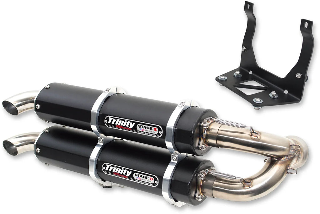 TRINITY RACING Stage 5 Slip-On Dual Muffler - Aluminum - Side View