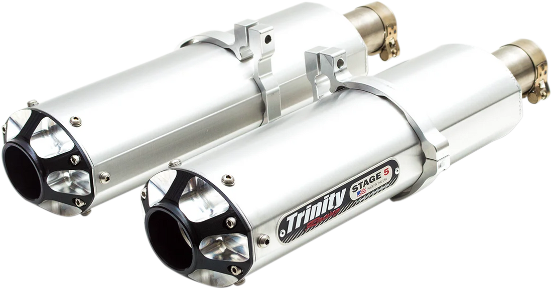TRINITY RACING Stage 5 Slip-On Dual Muffler - Black - Side View