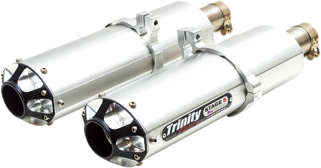 TRINITY RACING Stage 5 Slip-On Dual Muffler - Black - Side View