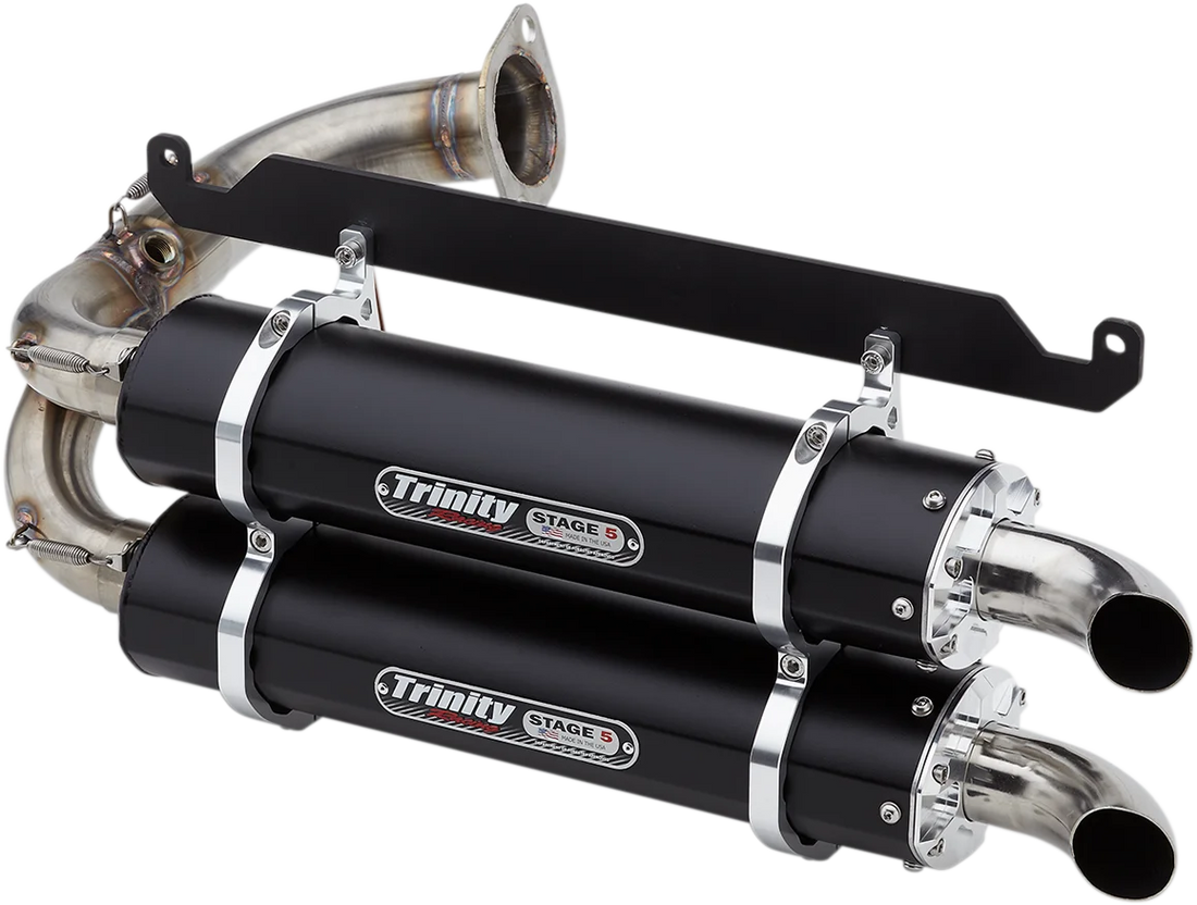 TRINITY RACING Stage 5 Slip-On Dual Muffler - Black - Side View