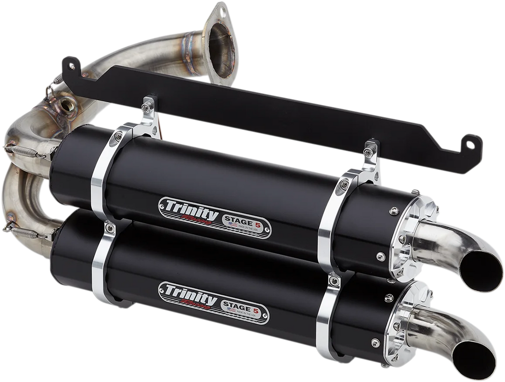 TRINITY RACING Stage 5 Slip-On Dual Muffler - Black - Side View