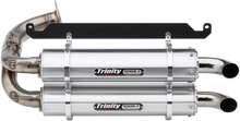 Load image into Gallery viewer, TRINITY RACING Stage 5 Slip-On Dual Muffler - Brushed Aluminum - Side View