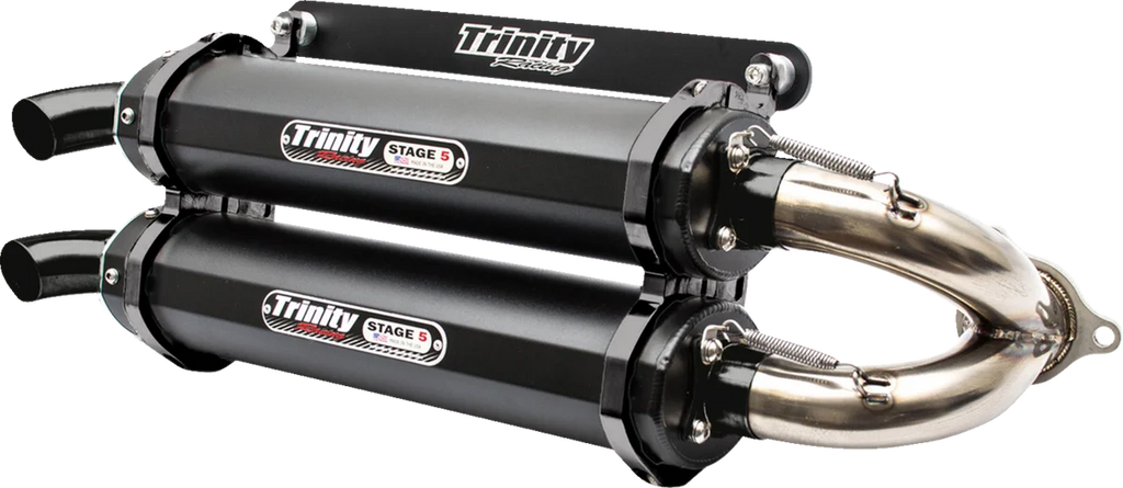 TRINITY RACING Stage 5 Slip-On Dual Muffler - Cerakote Black - Main Product View