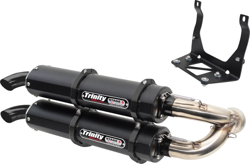 TRINITY RACING Stage 5 Slip-On Dual Muffler - Cerakote Black - Main Product View