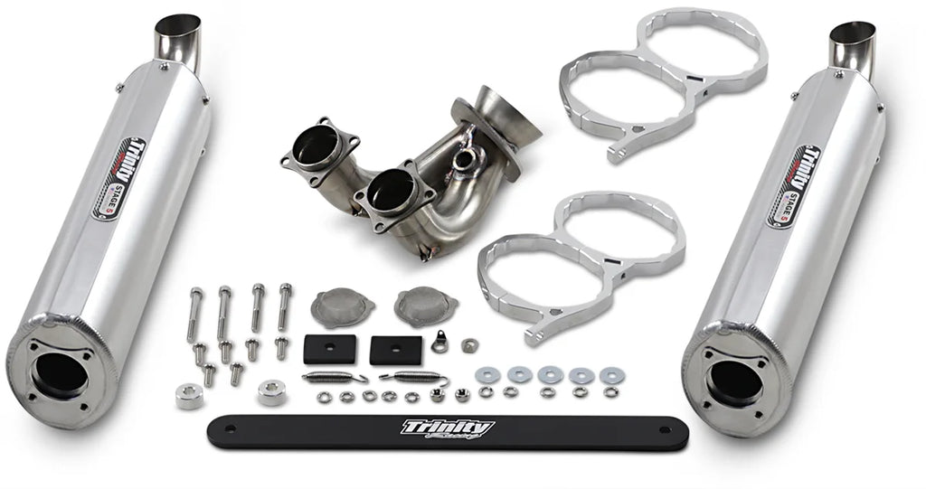 TRINITY RACING Stage 5 Slip-On Muffler - Brushed Aluminum - Main Product View