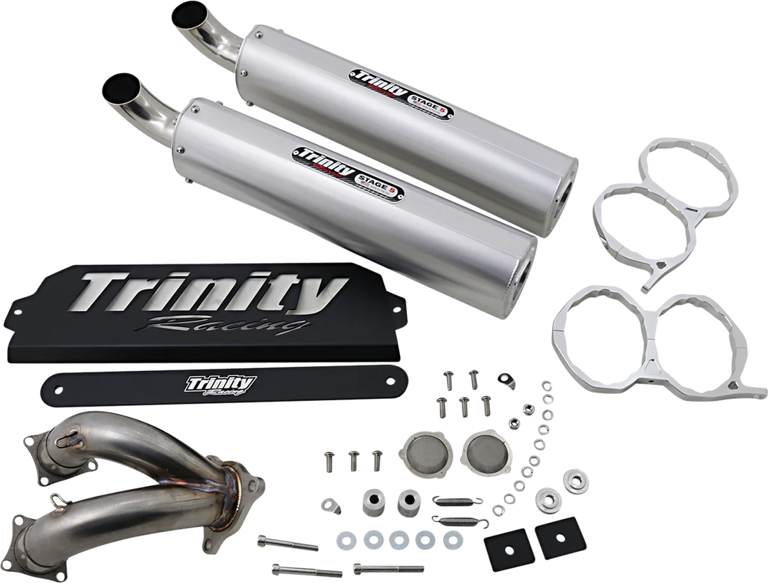 TRINITY RACING Stage 5 Slip-On Mufflers - Black - Side View