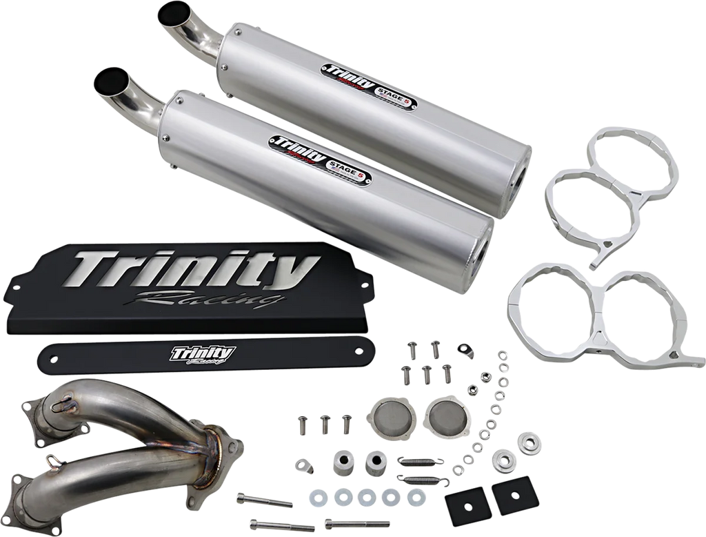 TRINITY RACING Stage 5 Slip-On Mufflers - Cerakote® Black - Side View