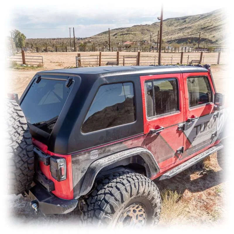 TURN Offroad 4 Door Fastback Hardtop 2 Piece fits 2007-2018 Jeep JK - Installation View