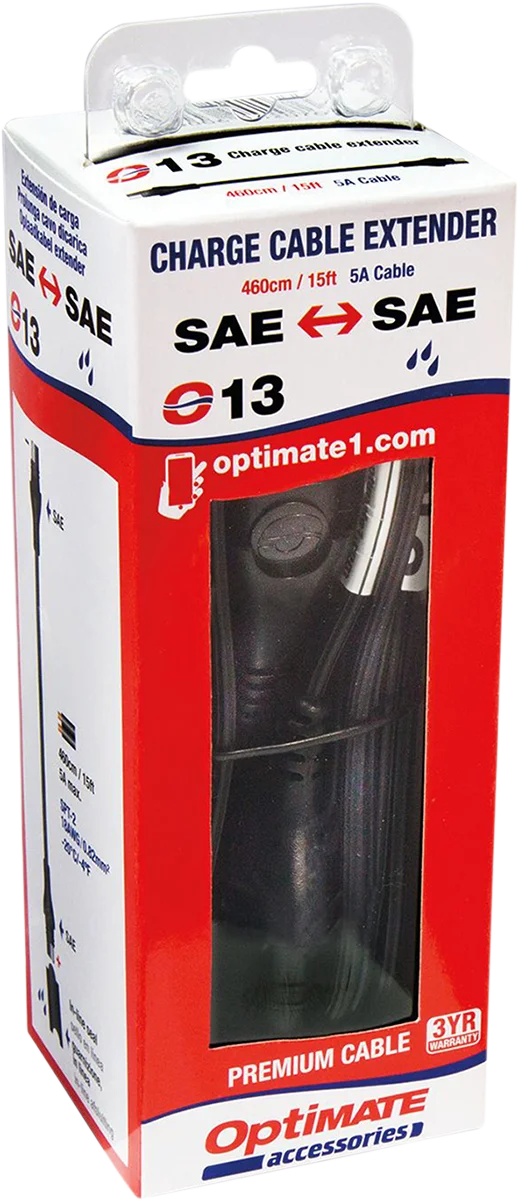 Tecmate 15' Extender - Charge Cable O-13 - Side View