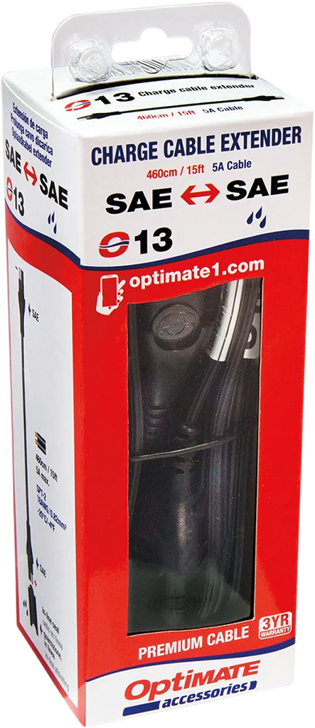 Tecmate 15' Extender - Charge Cable O-13 - Side View