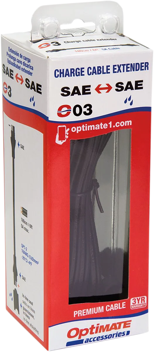 Tecmate 6' Extender - Charge Cable O-03 - Side View