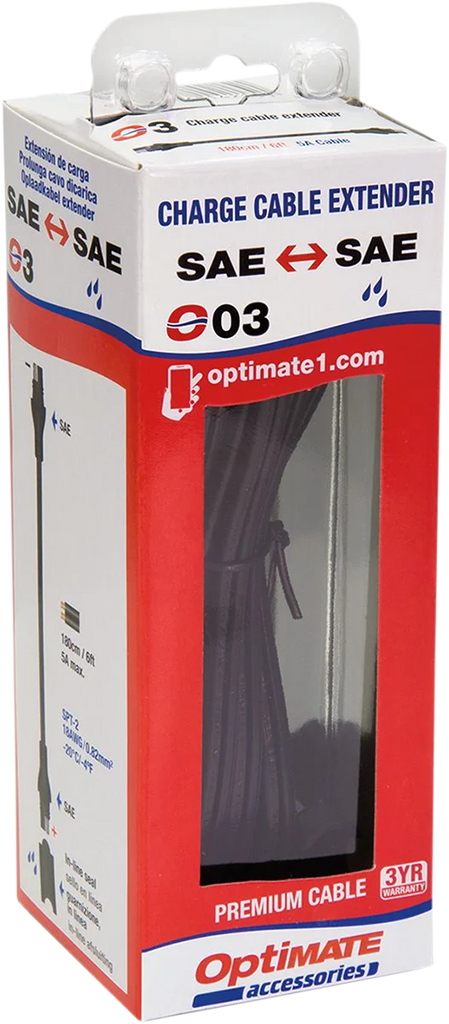 Tecmate 6' Extender - Charge Cable O-03 - Side View