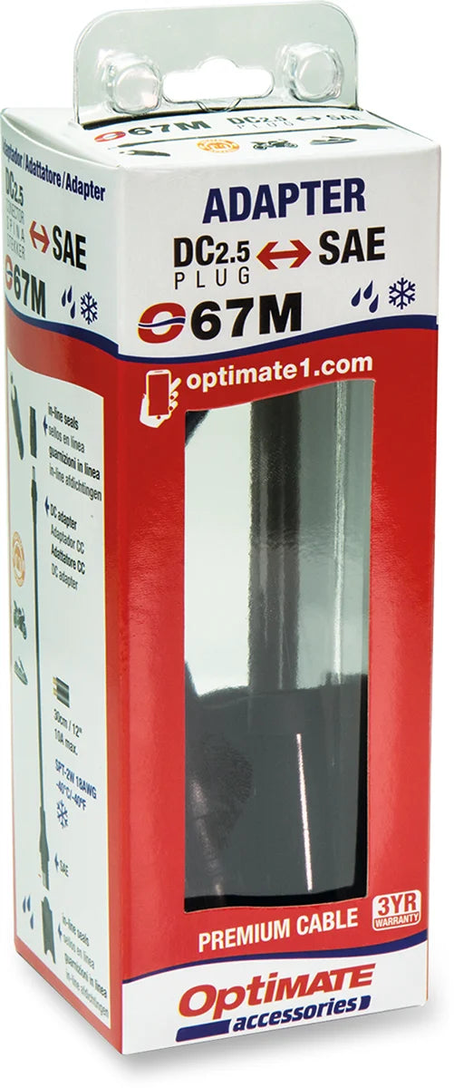 Tecmate Adapter Kit - SAE to 2.5 mm Barrel O-67 - Side View