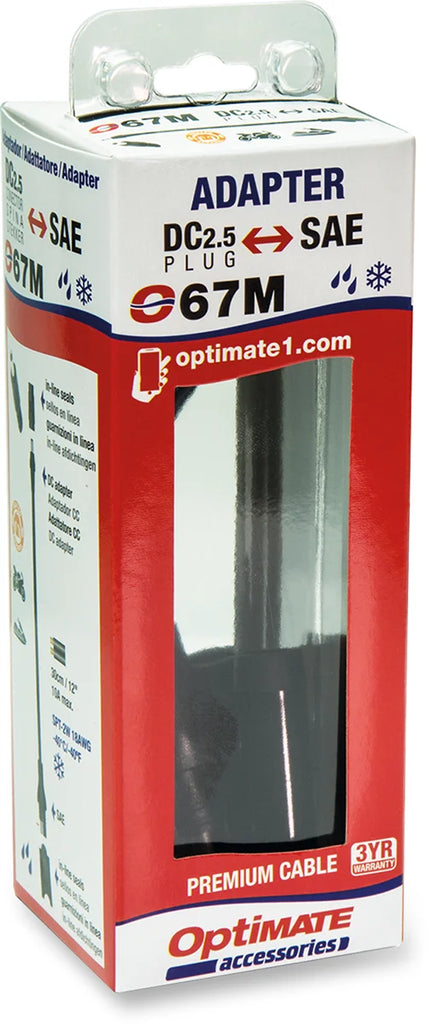 Tecmate Adapter Kit - SAE to 2.5 mm Barrel O-67 - Side View