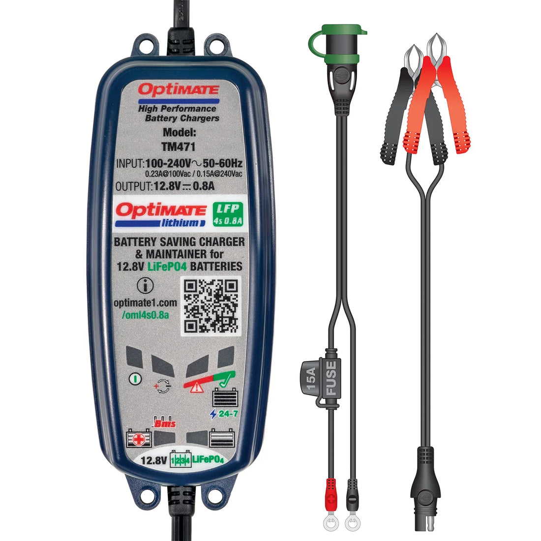Tecmate Battery Charger - Lithium TM471 - Side View