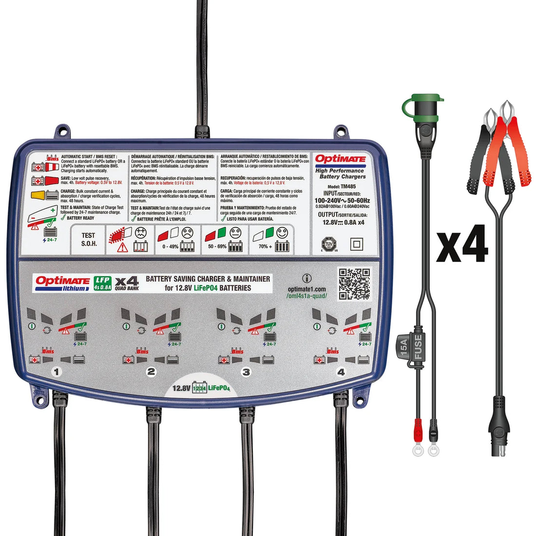 Tecmate Battery Charger - Lithium TM485 - Side View