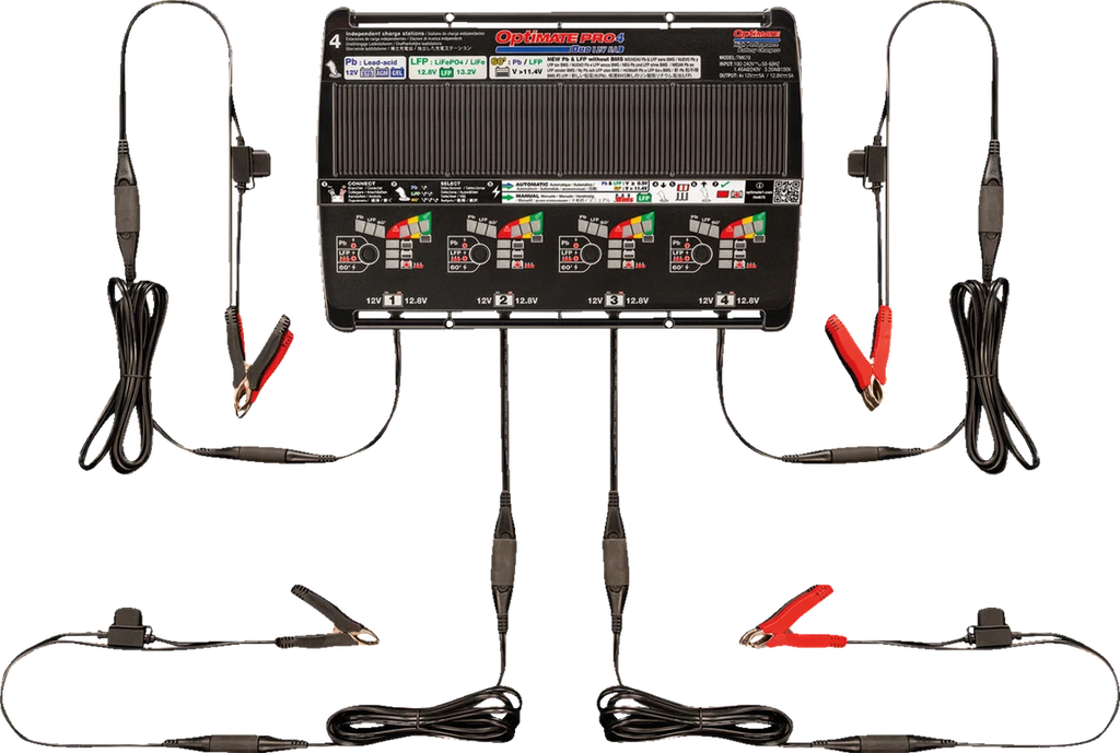 Tecmate Battery Charger - OptiMate PRO-4 DUO - Automatic/Diagnostic TM670-NA - Side View