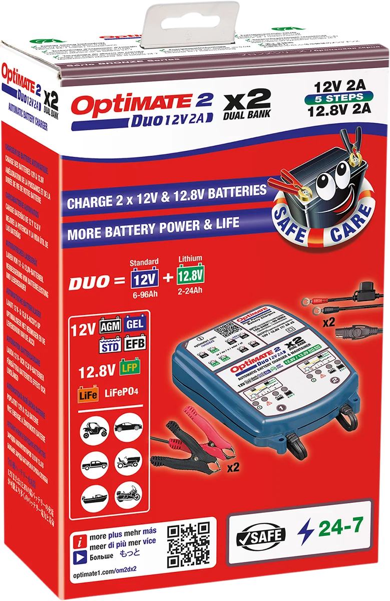 Tecmate Battery Charger/Maintainer - 2-Bank TM-571 - Side View