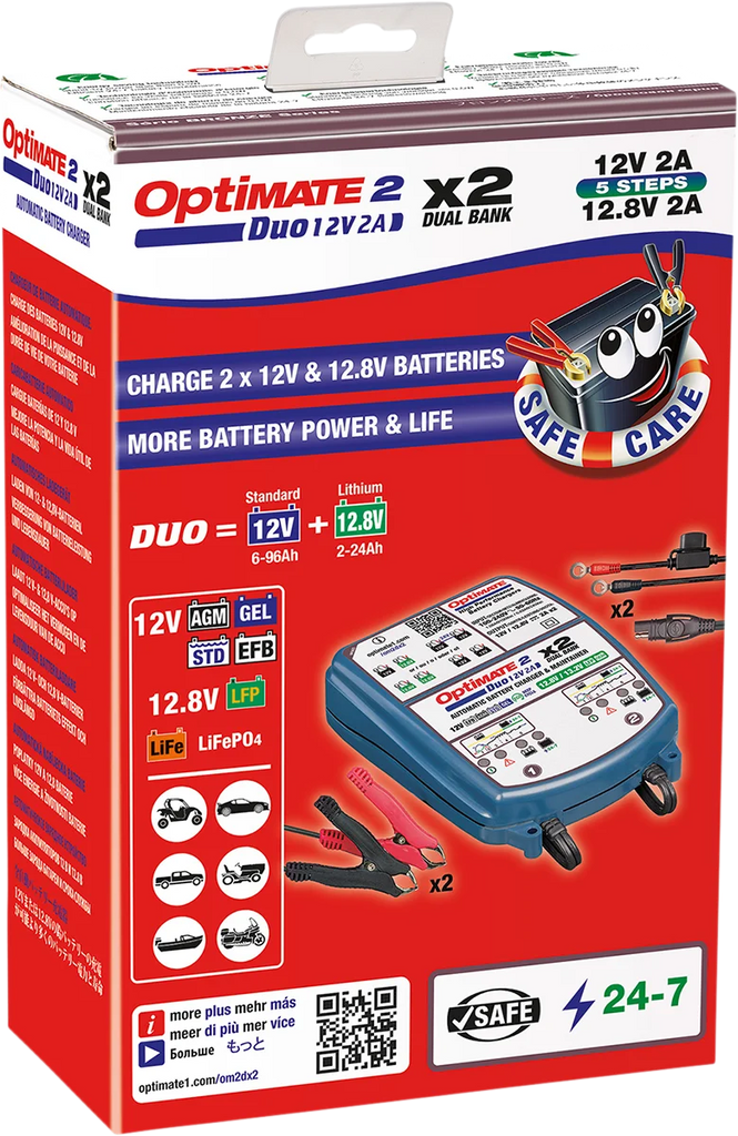 Tecmate Battery Charger/Maintainer - 2-Bank TM-571 - Side View