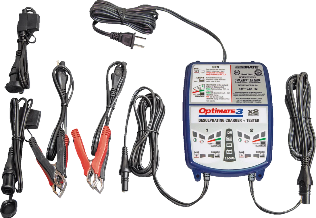 Tecmate Battery Charger/Maintainer - 4-Bank TM455 - Back View