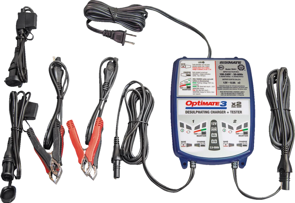 Tecmate Battery Charger/Maintainer - 4-Bank TM455 - Back View