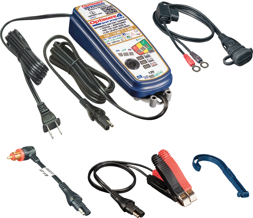 Tecmate Battery Charger/Maintainer - OptiMate™ 4 - Quad Program - Premium TM631PR - Side View